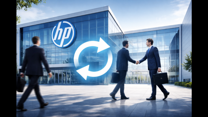 HP Hauptquartier mit Führungswechsel-Symbolik – CEO-Wechsel bei HP